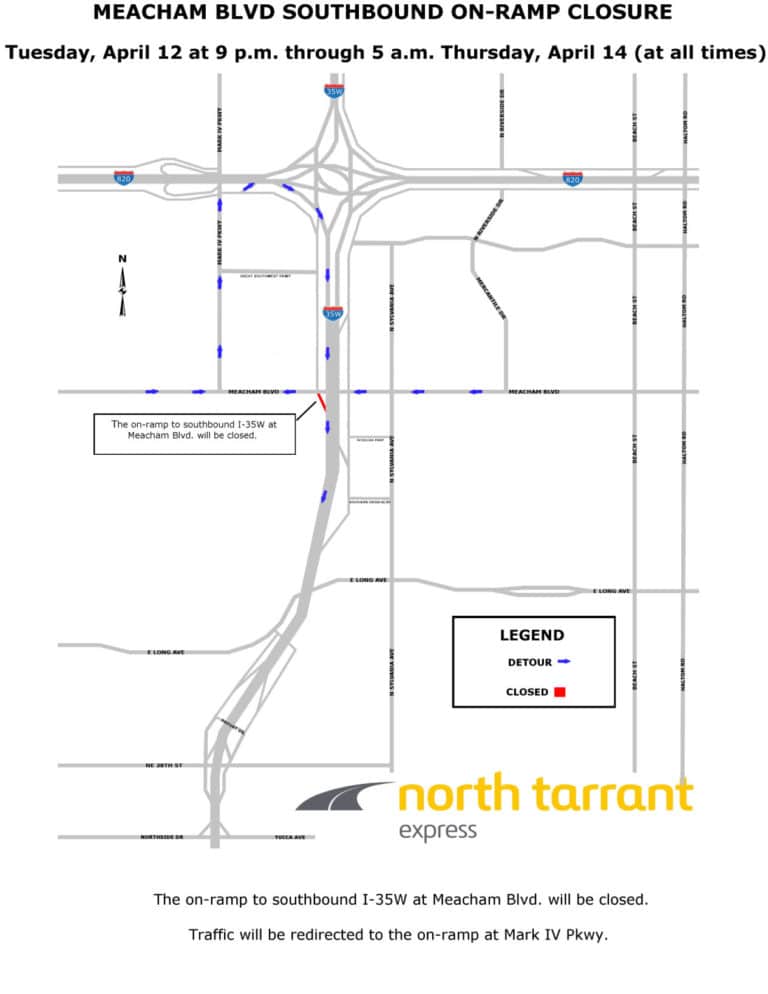 I-35W/Meacham onramp closure underway