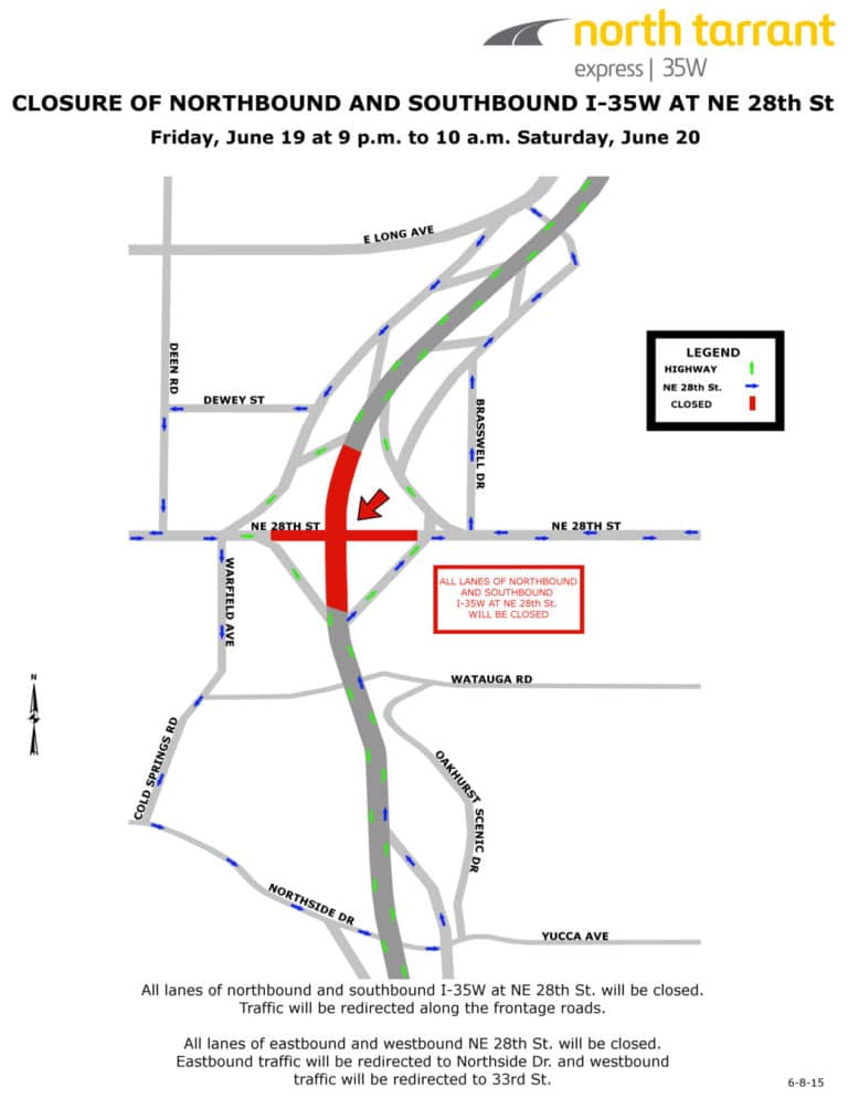 35W north of downtown to close overnight Friday