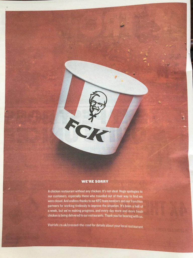 Hundreds of KFC outlets in UK closed amid chicken shortage; Apology ad creates stir