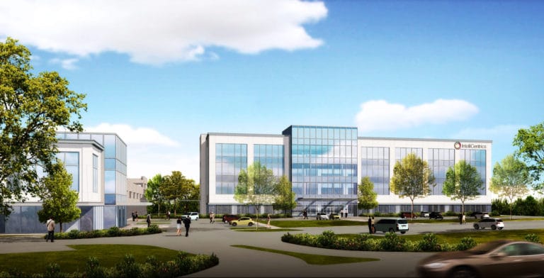 Four-story office building under construction in Flower Mound