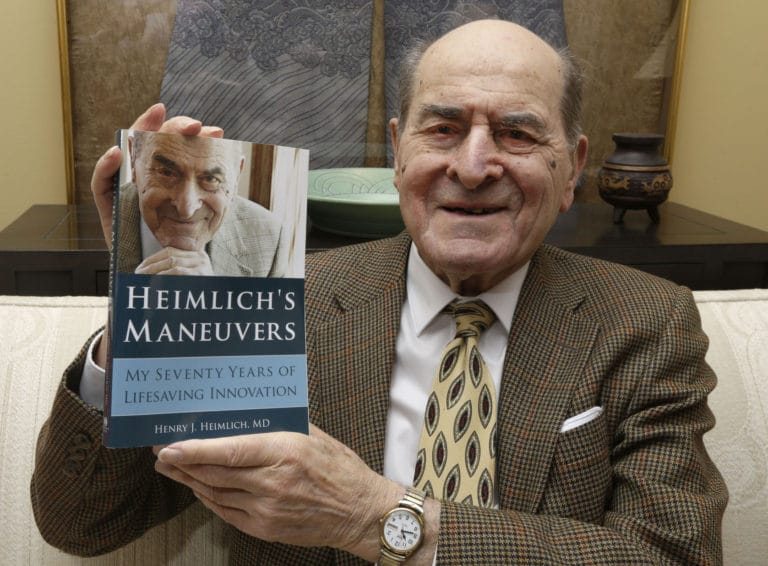 Heimlich uses the Heimlich, saves choking woman