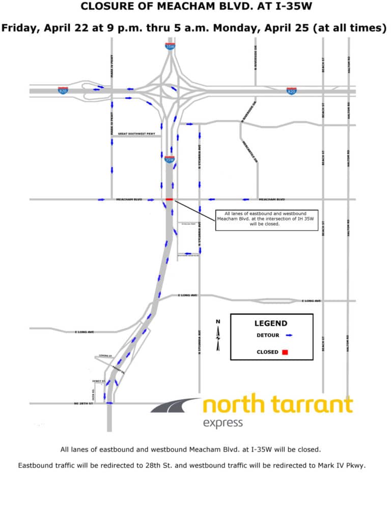Meacham/I-35W closure begins Friday