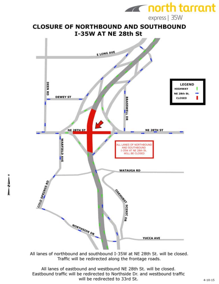 35W north of downtown Fort Worth to close Friday