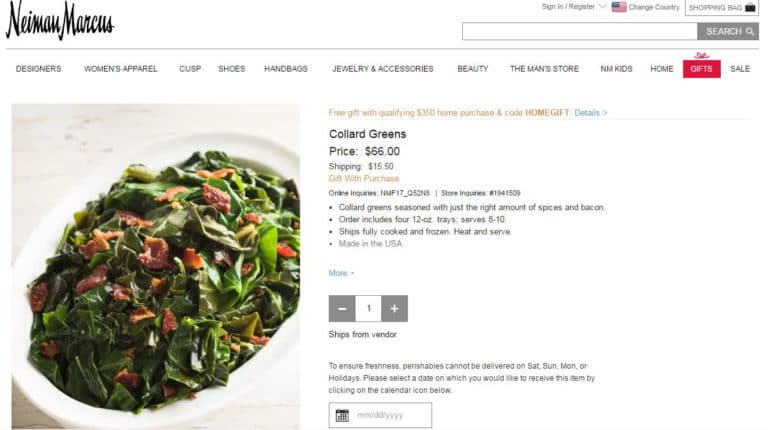 Neiman Marcus sells collard greens for $66, and the Internet mockery explodes