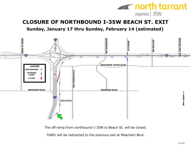 I-35W Beach Street off-ramp set to close on Sunday