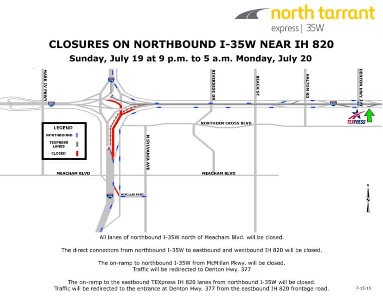 Overnight closures announced for I-35W