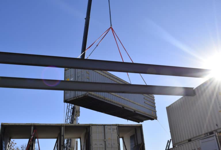 Shipping containing/office project starts stacking up in Fort Worth