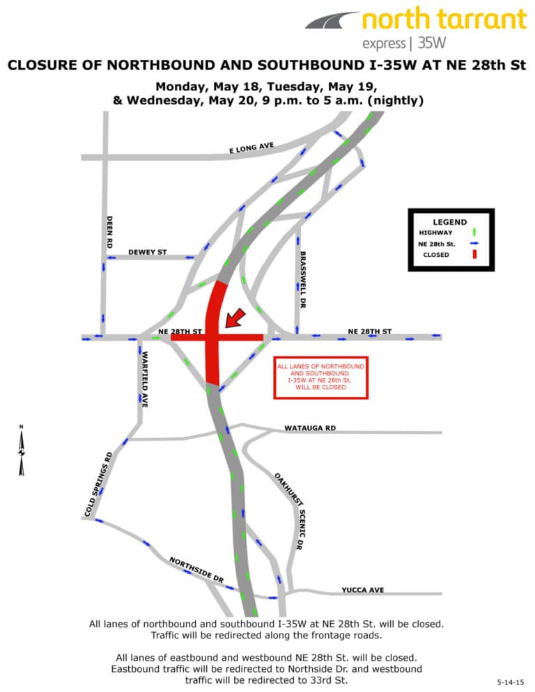 Overnight closures for I-35W at NE 28th Street rescheduled
