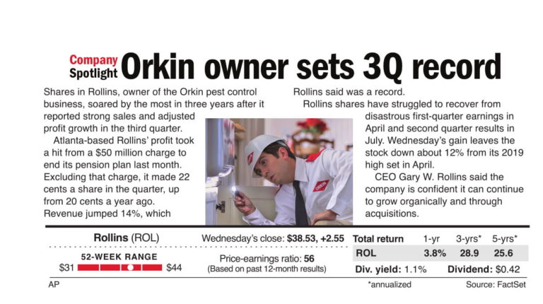 Orkin owner sets 3Q record