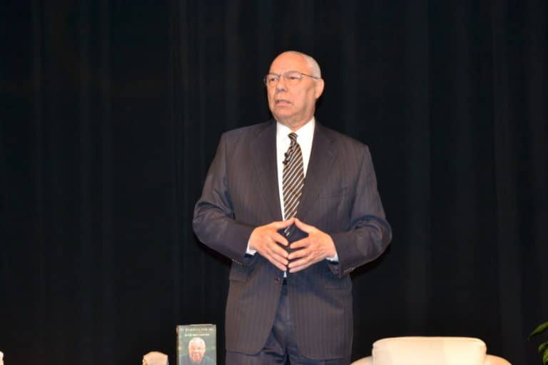 Colin Powell visits Plano, talks leadership strategies and national issues