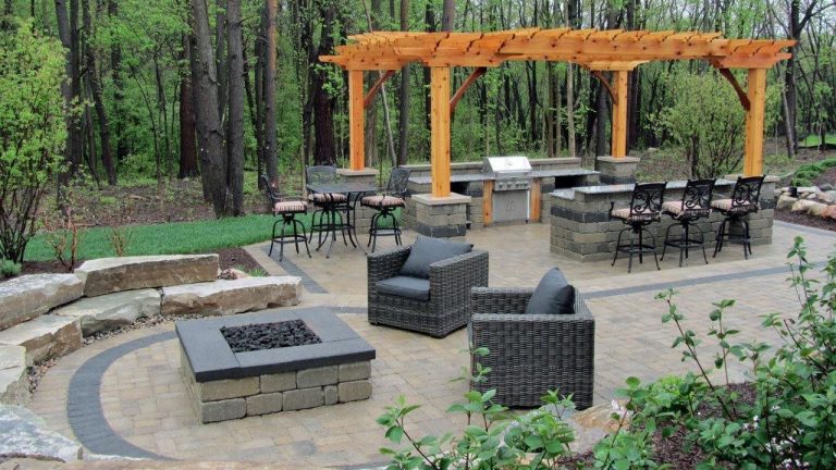 A DIY fire pit creates a welcoming outdoor retreat