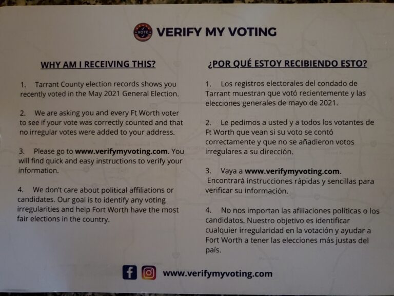 Tarrant County officials warn not to share data with website seeking to ‘verify’ votes