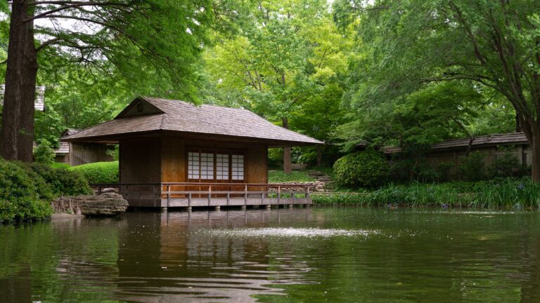 brown wooden house on lake