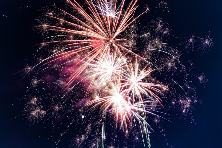 time lapse photography of fireworks at night